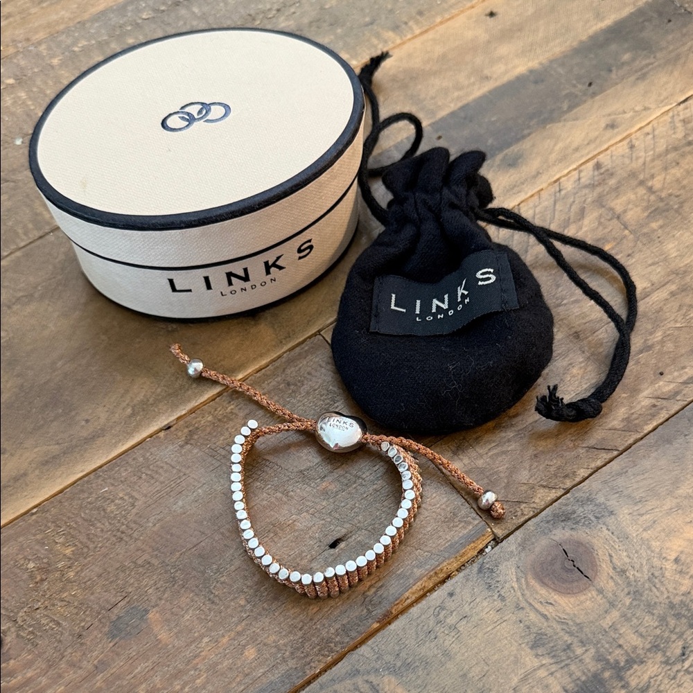 LINKS of London rose gold silk and silver bracelet